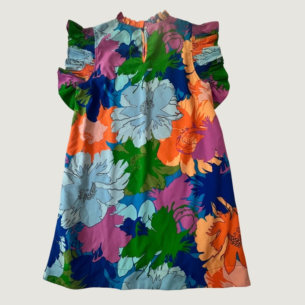 Jodifl Floral Shift Dress Multicolor Ruffle Neck Pockets Large